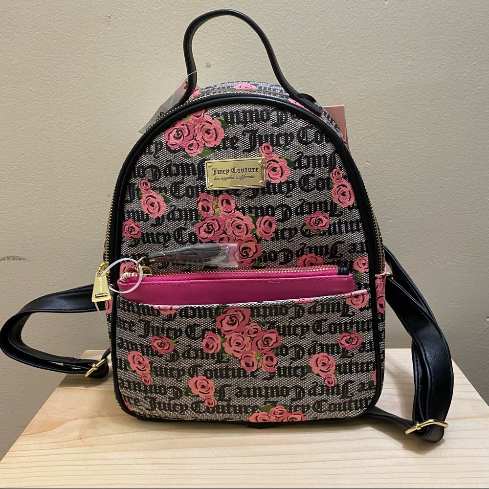 Juicy Couture Black and Pink Floral Backpack